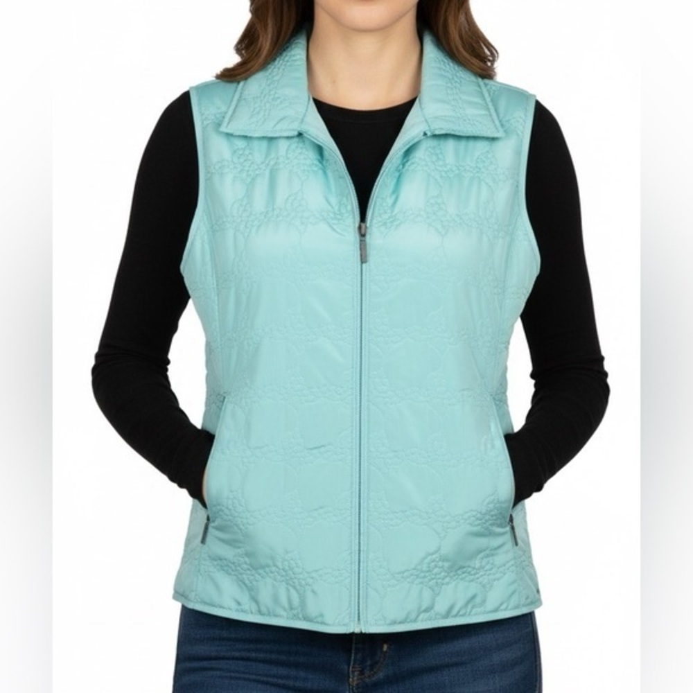3/25$ (Mix)Blue Floral Quilted Vest by Northern Reflections, Size XL